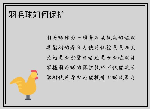 羽毛球如何保护